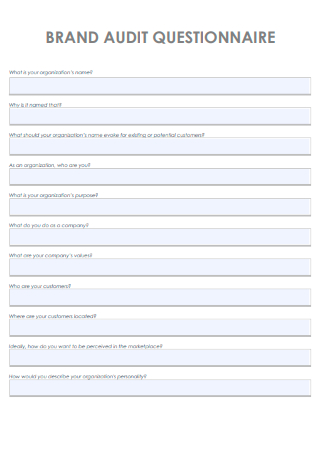 Brand Audit Questionnaire