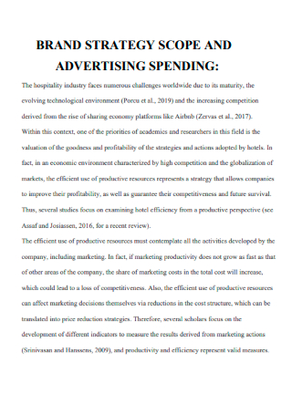 Brands Strategy Scope and Advertising Spending