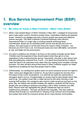 Bus Service Improvement Plan