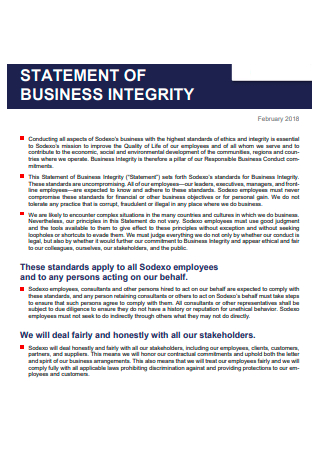 Business Integrity Statement