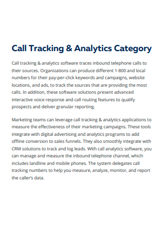 Call Tracking and Analytics Category