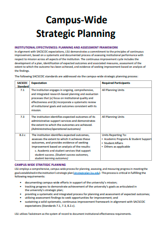 Campus Wide Strategic Planning