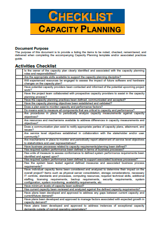 Capacity Planning Checklist1