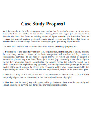 Case Study Proposal