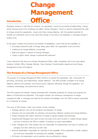 Change Management Office Template