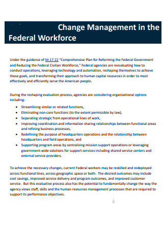 Change Management in the Federal Workforce