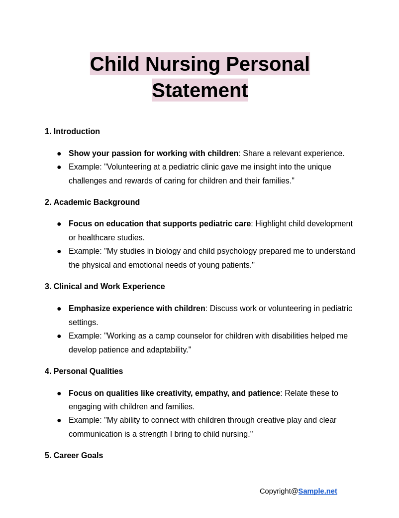 Child Nursing Personal Statement Google Docs 01 07 2025 04 38 PM