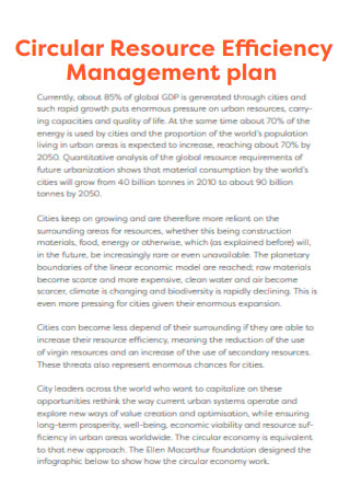 Circular Resource Efficiency Management plan