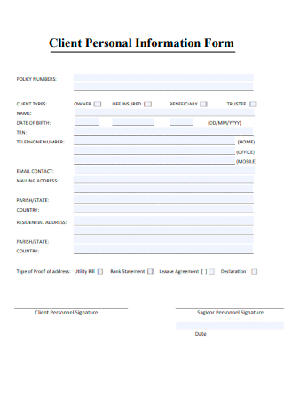Client Personal Information Form