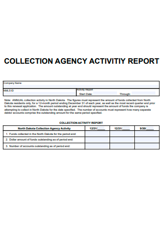 Collection Agency Activity Report