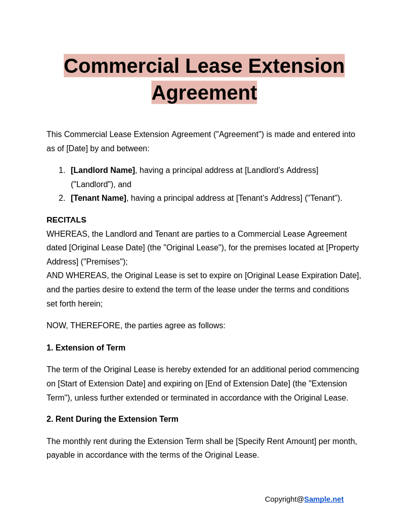 Commercial Lease Extension Agreement Google Docs 01 07 2025 04 26 PM