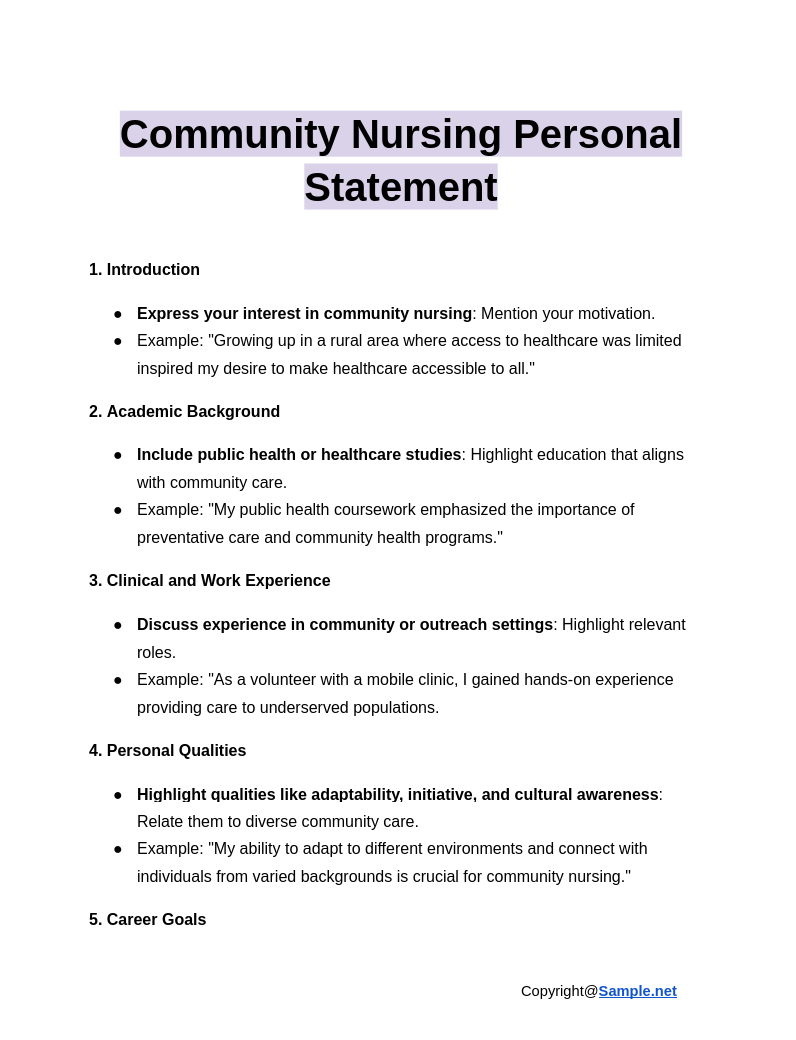 Community Nursing Personal Statement Google Docs 01 07 2025 04 38 PM