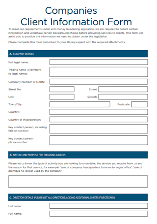 Companies Client Information Form