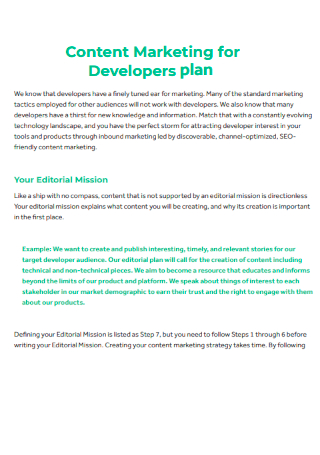 Content Marketing for Developers Plan