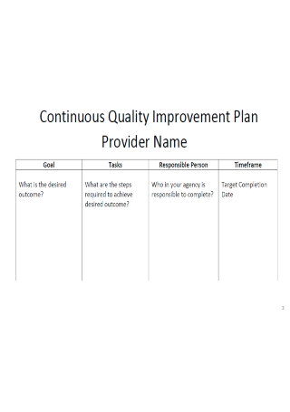 Continuous Quality Improvement Plan