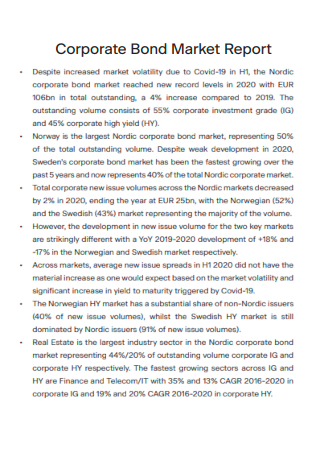 Corporate Bond Market Report