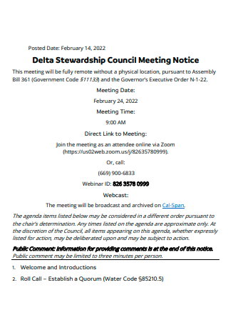 Council Meeting Notice