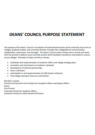 Council Purpose Statement