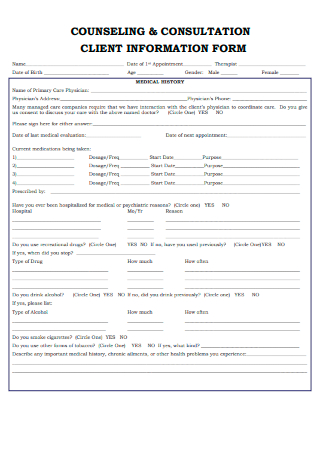 Counseling and Consultation Client Information Form