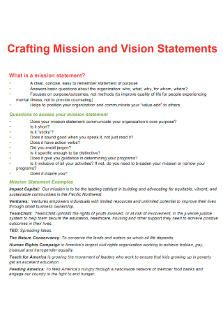 Crafting Mission and Vision Statements