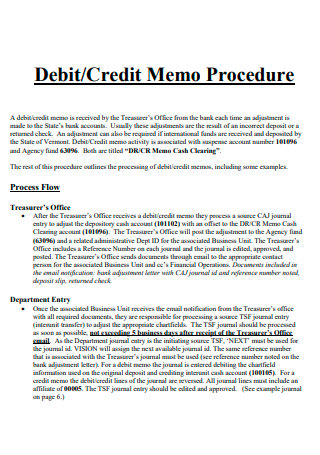 Credit Memo Procedure