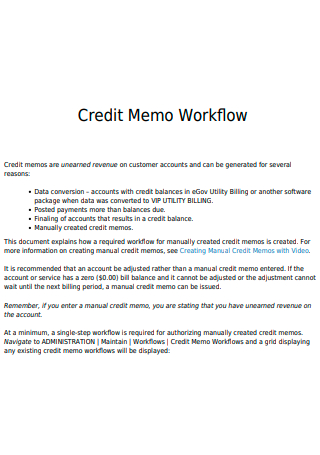 Credit Memo Workflow