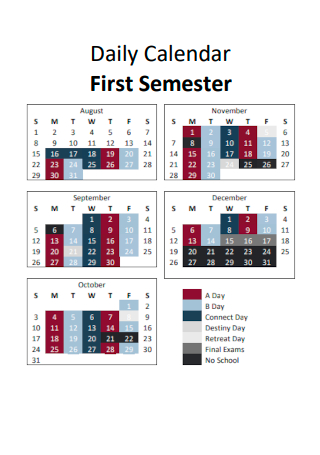 Daily Calendar First Semester