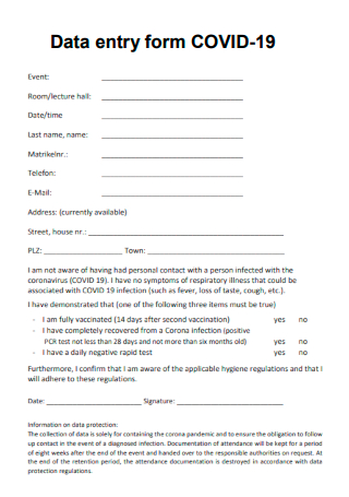 Data Entry Form COVID 19