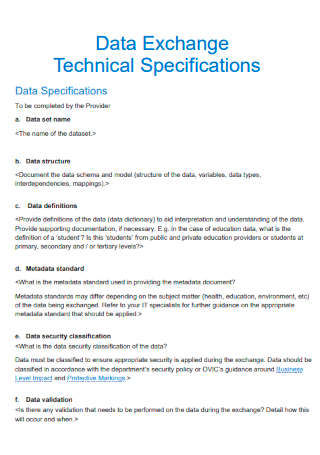 Data Exchange Technical Specification