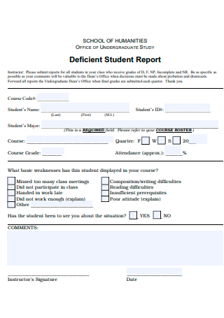 Deficient Student Report