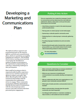 Developing Marketing Communications Plan