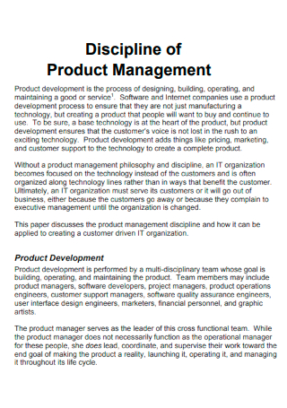 Discipline of Product Management