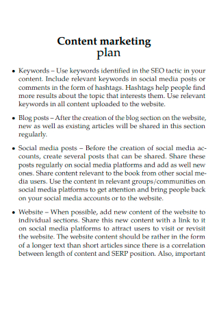 Editable Content Marketing Plan
