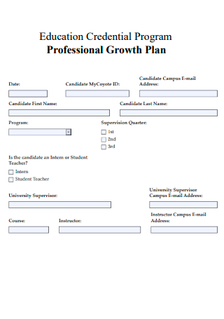 Education Credential Program Professional Growth Plan