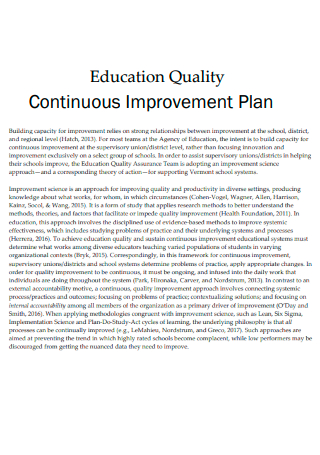 Education Quality and Continuous Improvement Plan