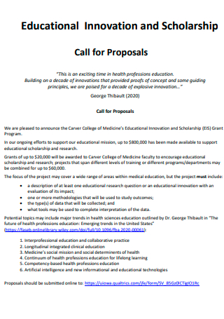 Educational Innovation and Scholarship Call for Proposal