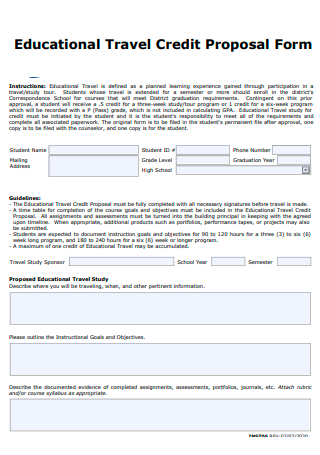 Educational Travel Credit Proposal Form