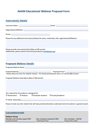 Educational Webinar Proposal Form