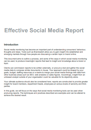 Effective Social Media Report