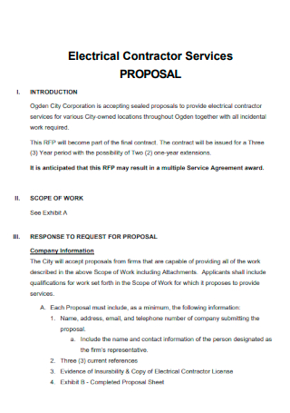 Electrical Contractor Services Proposal