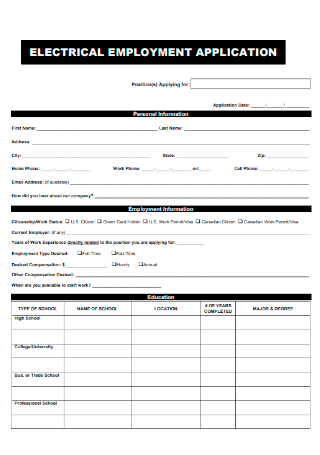 Electrical Employment Application
