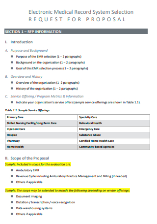 Electronic Medical Record System Selection Proposal