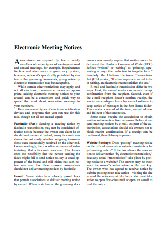 Electronic Meeting Notice