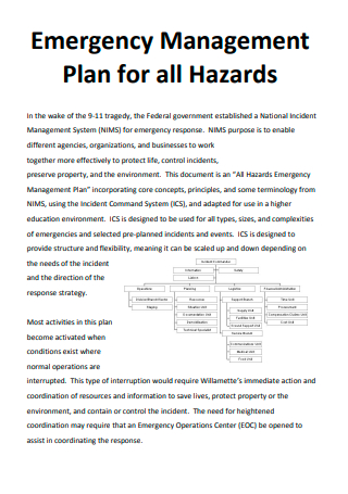 Emergency Management Plan For Hazards