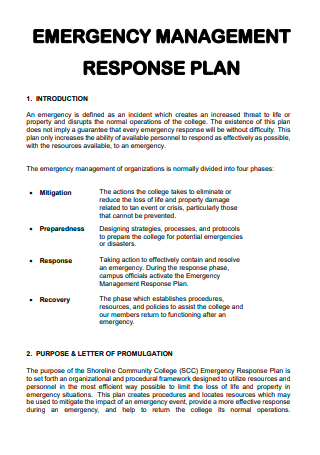 Emergency Management Response Plan