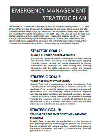 Emergency Management Strategic Plan