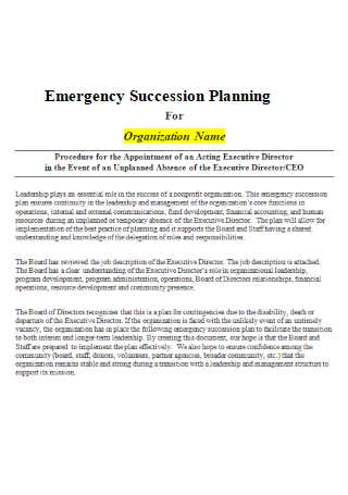 Emergency Succession Planning