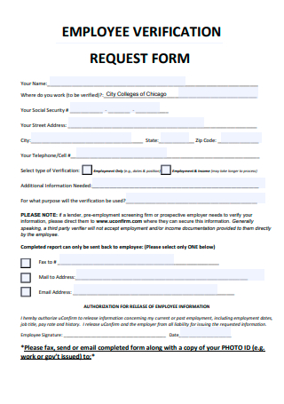 Employee Verification Request Form