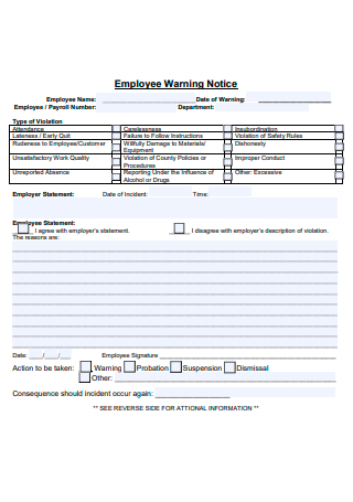 Employee Warning Notice