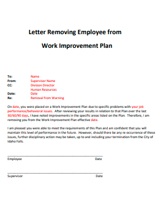 Employee Work Improvement Plan